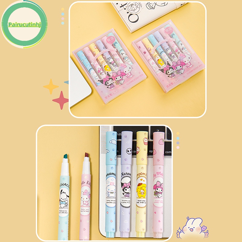 SANRIO Parucutin Hộp 6 Bút Màu Đa Năng Dễ Thương Cho Nữ