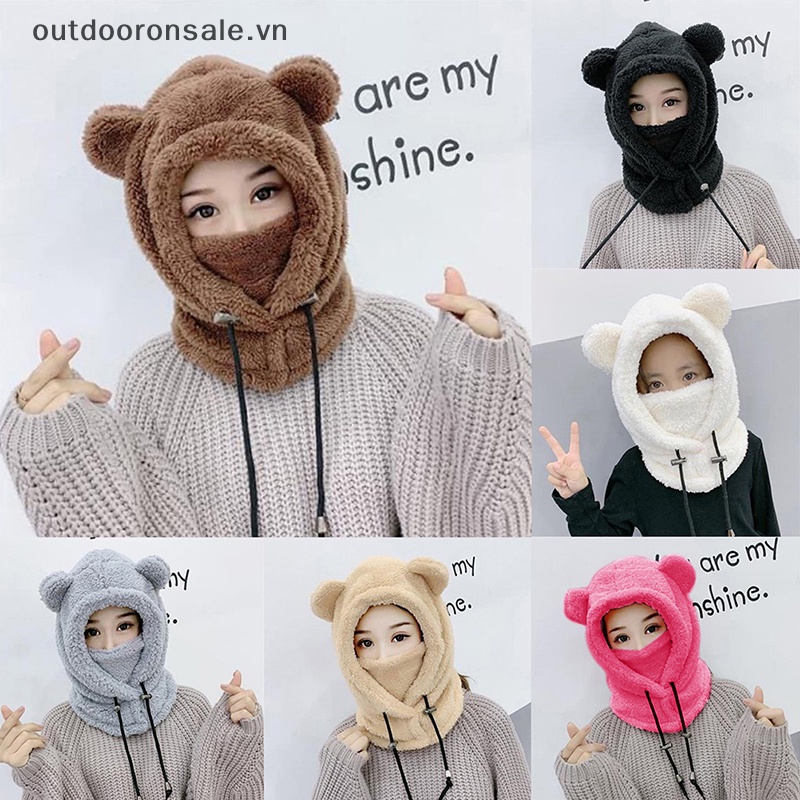 Mũ Trùm Đầu Giữ Ấm Tai Gấu Bông Dễ Thương Dành Cho Người Lớn Ngoài Trời