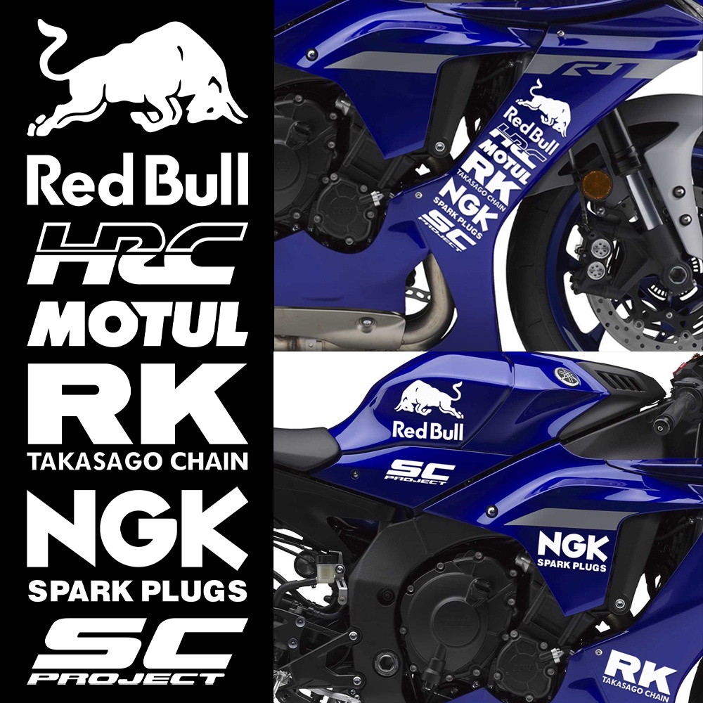 FENDER Bộ 2 Đề Can Phản Quang red bull Trang Trí Kính Chắn Gió Thân Xe Máy yamaha mio sporty aerox nmax