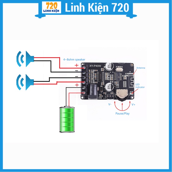 Module khuếch đại âm thanh Bluetooth Stereo 30W/40W XY-P40W