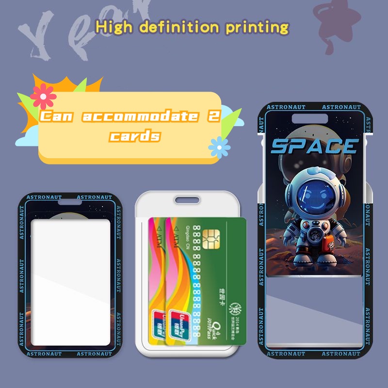 Dây Đeo Thẻ id Họa Tiết Phi Hành Gia Hoạt Hình Dễ Thương Ốp