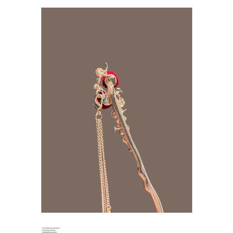 Trâm Cài Tóc Hình Hoa Hồng Phối Tua Rua Phong Cách Cổ Điển Cho Cô Dâu