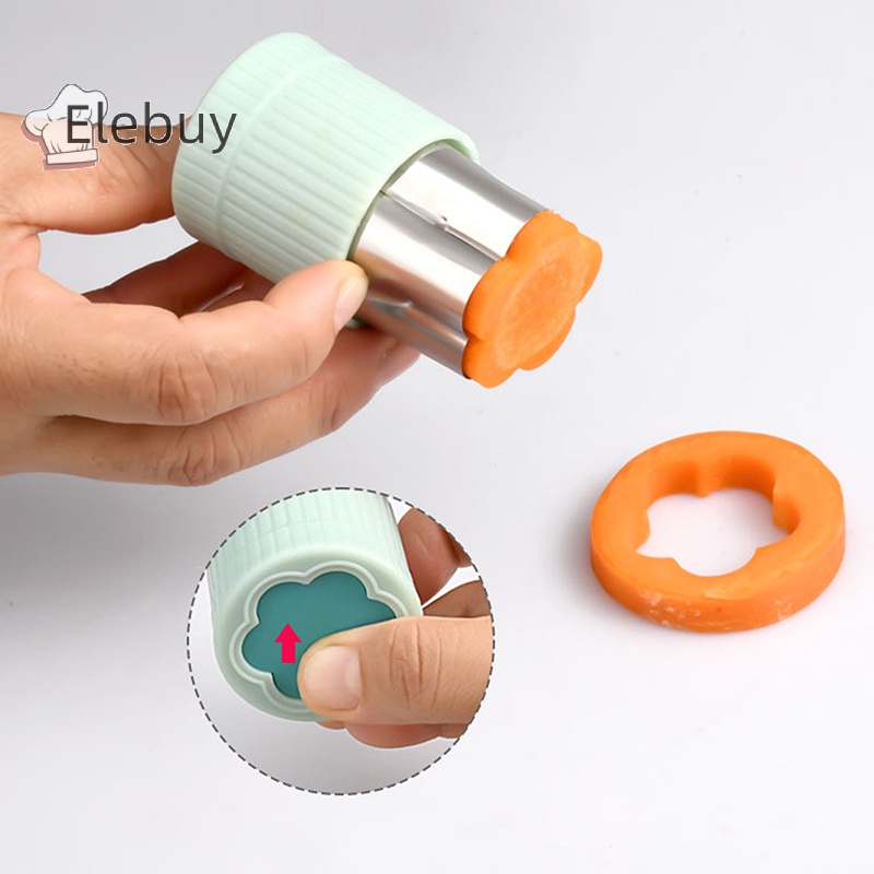 Khuôn cắt bánh quy ELEBUY mini dạng nhấn bằng thép không gỉ đa năng cho trẻ em