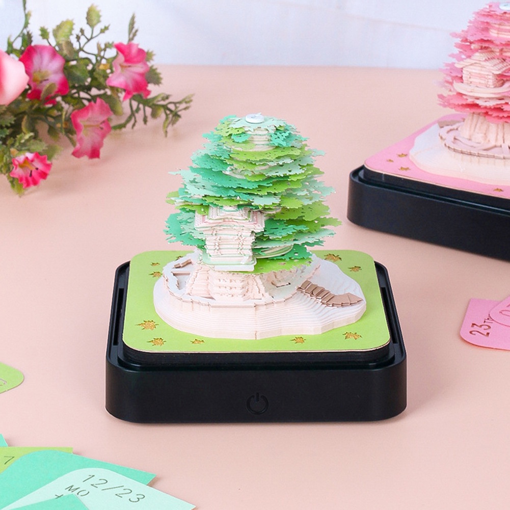 Thời Trang Lịch Giấy Ghi Chú Đa Năng 3d Hình Ngôi Nhà Cây