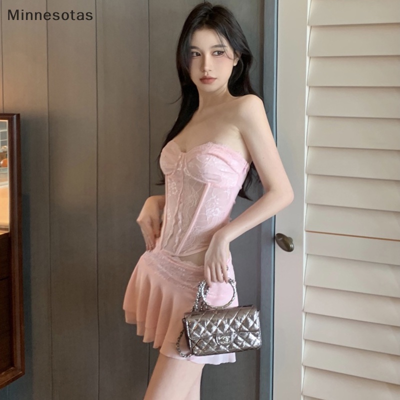 Áo corset Lưới Ren y2k Không Tay Gợi Cảm Mùa Hè  mns