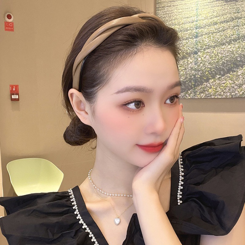 Băng Đô Cài Tóc Bằng Da Siêu Mịn Chống Trượt Phong Cách Hàn Quốc