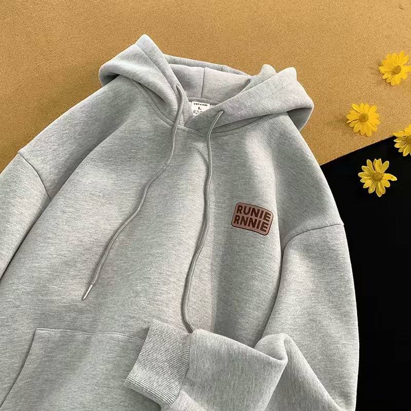 Áo Khoác Hoodie In Hoa Màu Xám Trọng Lượng Nặng Thời Trang Đường Phố Mùa Xuân Thu Phong Cách Mới Dành Cho Nam