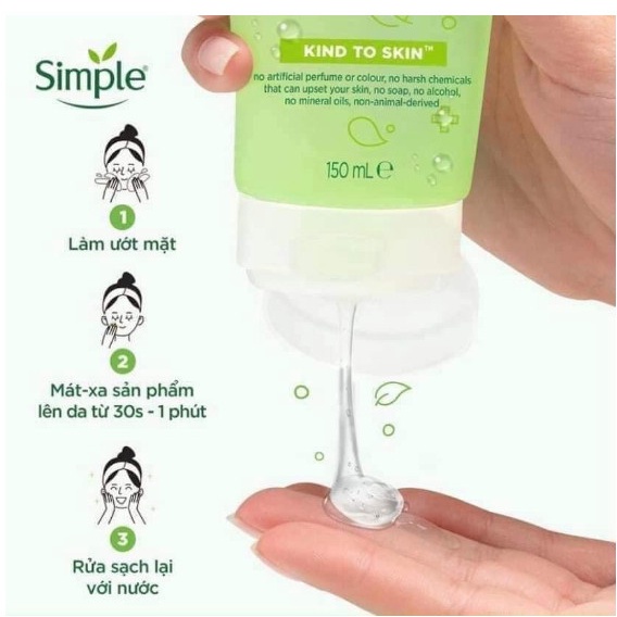 Sữa Rửa Mặt Simple Gel Kind To Skin Refreshing Facial Wash Gel 150ml