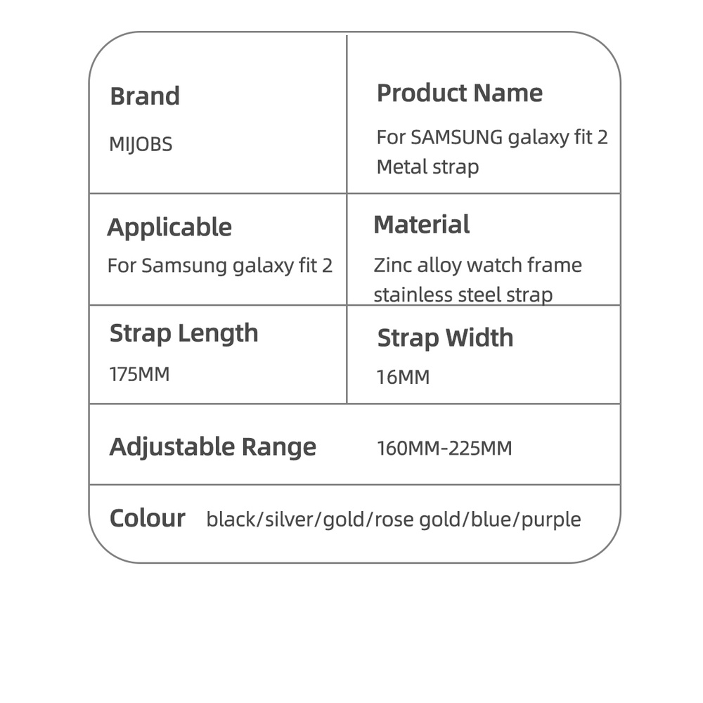 Set 5 Dây Đeo Tay Bằng Thép Không Gỉ Dạng Lưới Cho Đồng Hồ Thông Minh samsung galaxy fit 2 fit2 sm r220 Đen