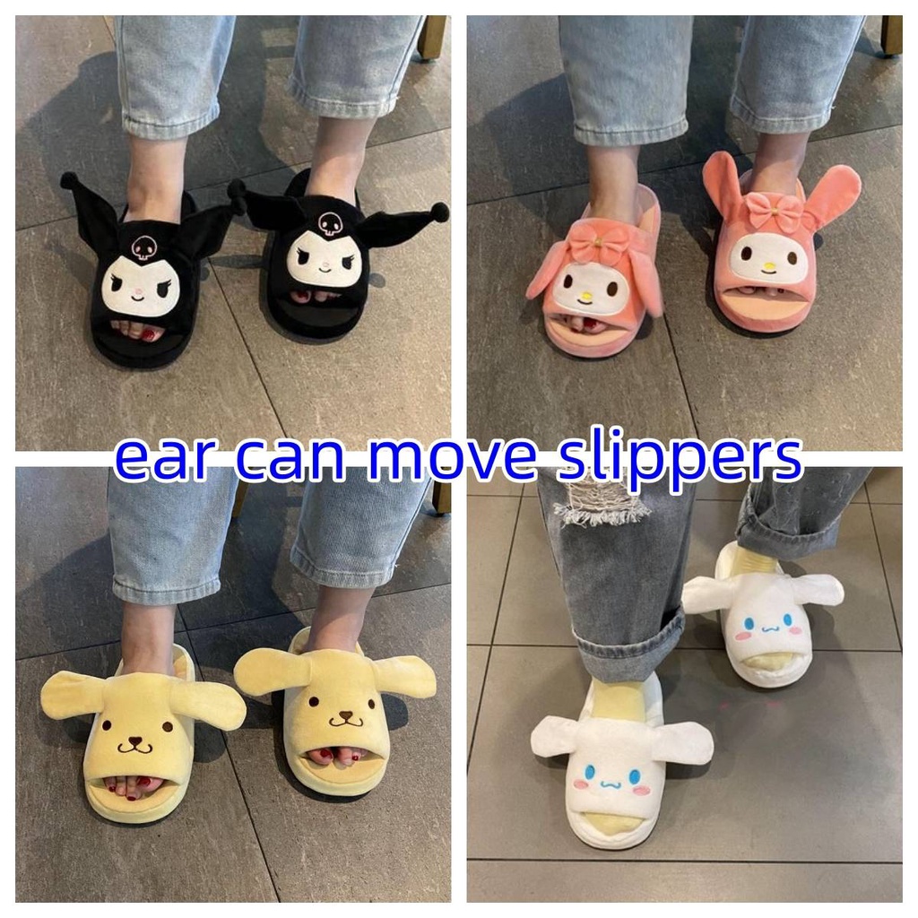 Ye sanrio kuromi Dép Bông Hở Ngón Hình melody cinnamoroll Hoạt Hình Dễ Thương Có Thể Di Chuyển Tai