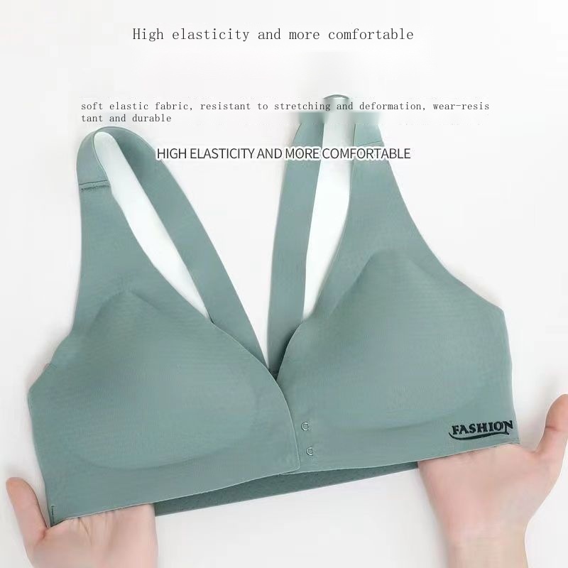 Nuodun Áo Ngực Không Đường May Cài Khóa Trước Siêu Nhẹ Thoáng Khí Không Gọng Thép Màu Trơn