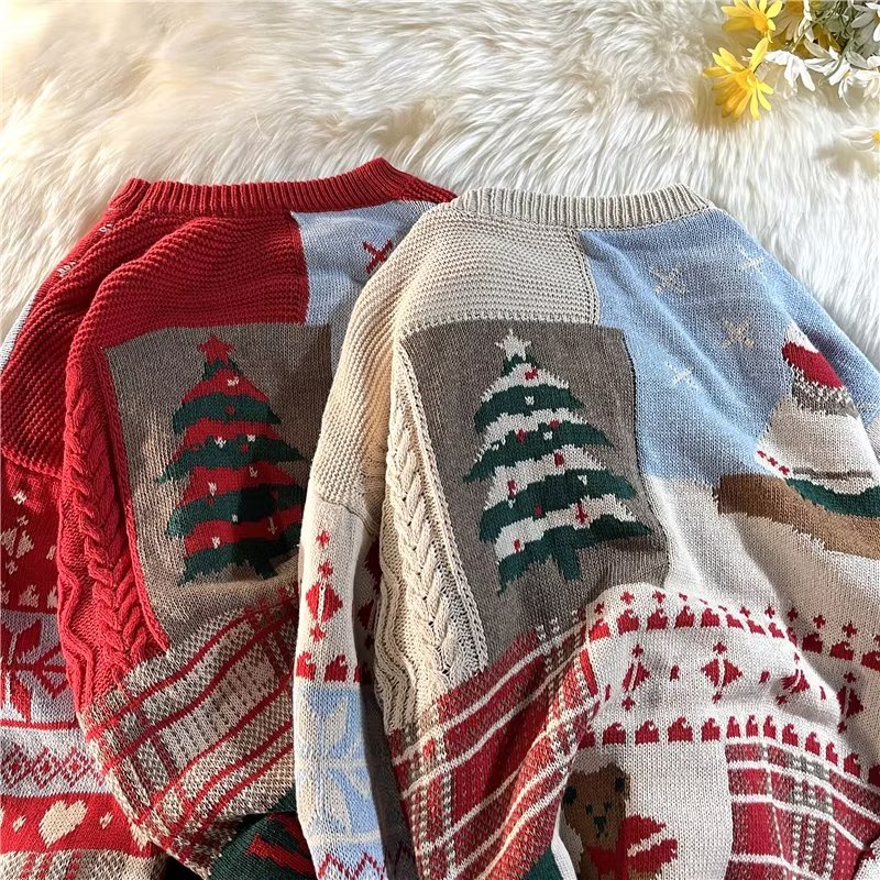 Áo sweater Dệt Kim Tay Dài Dáng Rộng Cổ Tròn Thời Trang Mùa Đông 2022 Mới