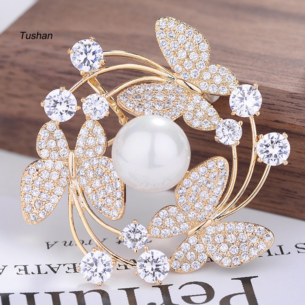 Ghim Cài Áo Hình Tròn Đính Ngọc Trai Nhân Tạo Thời Trang Cho Nữ