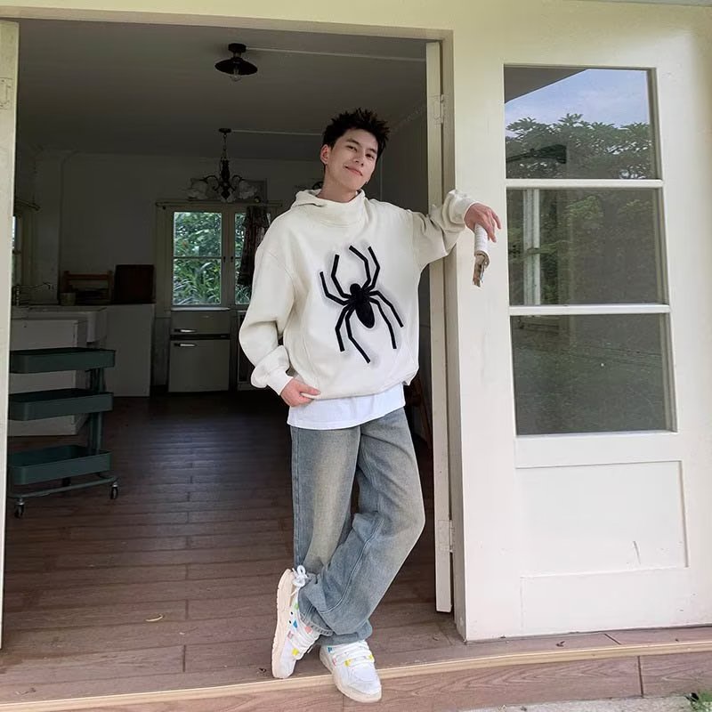 Áo Sweater In Hình Nhện Phong Cách Đường Phố Mỹ Thời Trang Thu Đông
