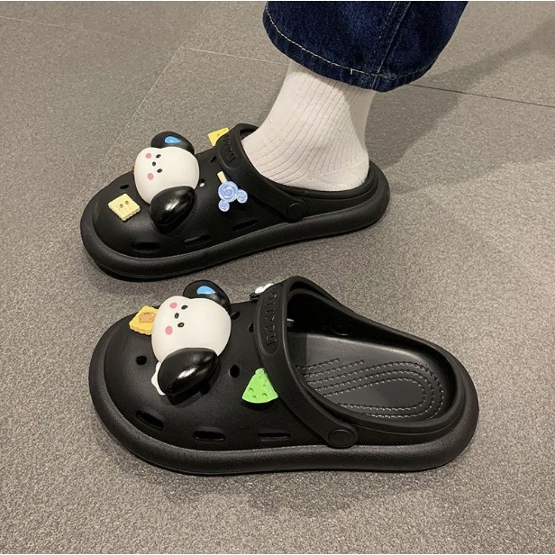 Dép Sục Crocs Nữ Đế Thấp Chống Trơn Trượt Tặng Kèm Sticker Chó Cute, Dép Đi Trong Nhà Và Đi Chơi  2024