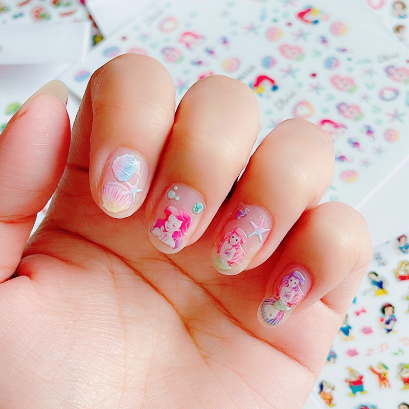 Miếng Dán Móng Tay Tự Dính Họa Tiết Hoạt Hình Công Chúa Dễ Thương Cho Học Sinh