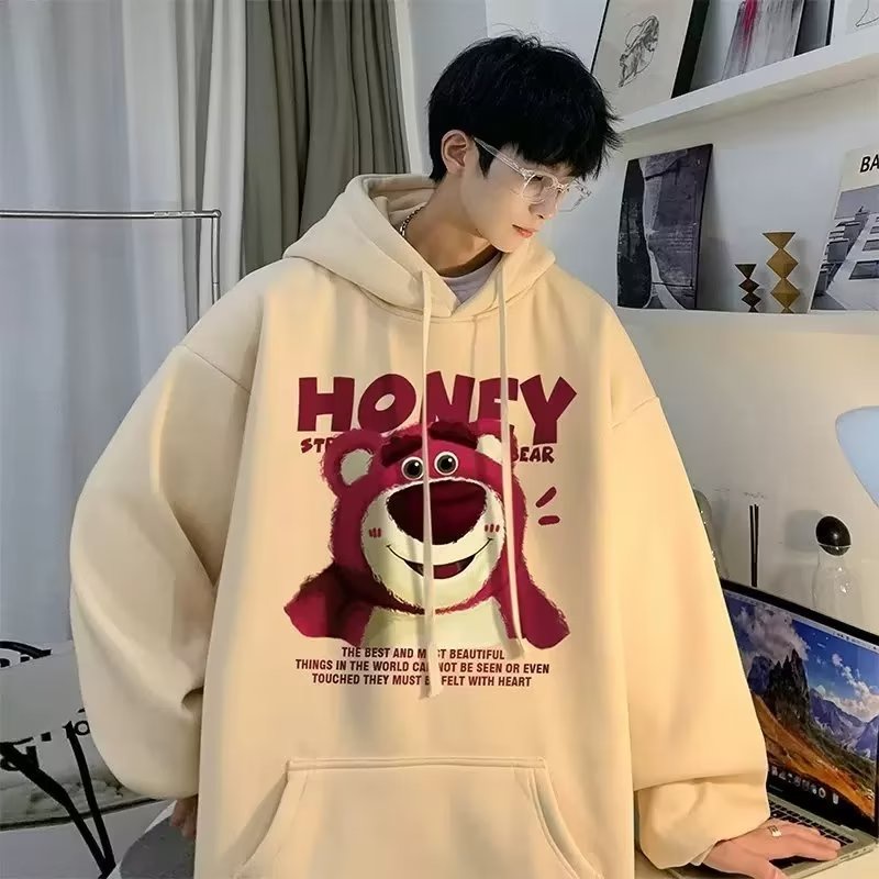 Áo hoodie In Họa Tiết Hoạt Hình Phong Cách hip hop Đường Phố Hàn Quốc Thời Trang Mùa Đông Dành Cho Nam m-8xl