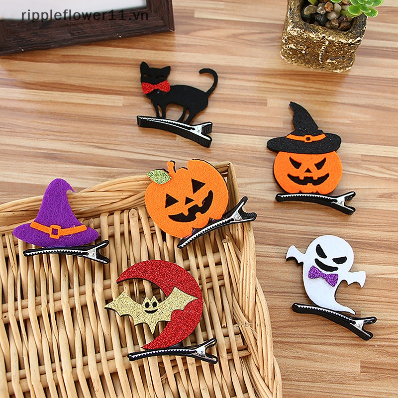 Kẹp Tóc Hình Mèo Đen / Bí Ngô / Dơi Độc Đáo Trang Trí Tiệc halloween