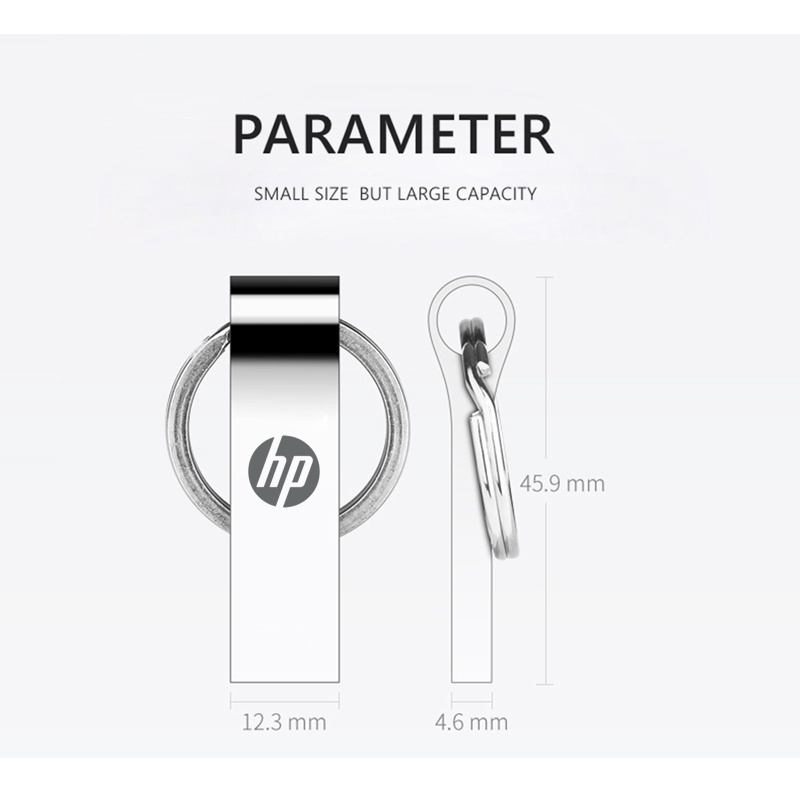 Ổ Đĩa Flash HP 2TB Tốc Độ Cao usb 16GB 32 64GB 128 512GB 1TB 2TB 32G 64G 128G Bằng Kim Loại Màu Bạc Có Móc Khóa usb 3.0