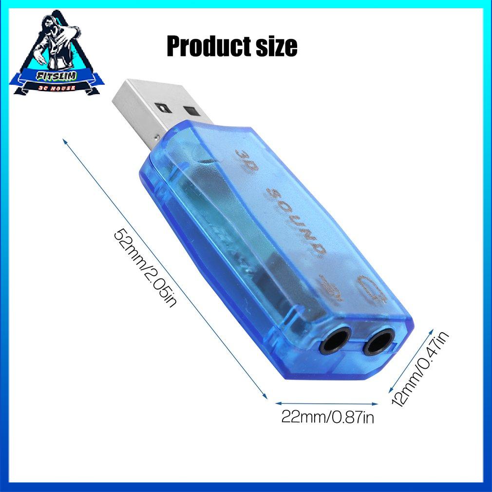 Audio Card 3D Portable Compact Usb 1.1 Mic 7.1 Laptop Speaker Adapter