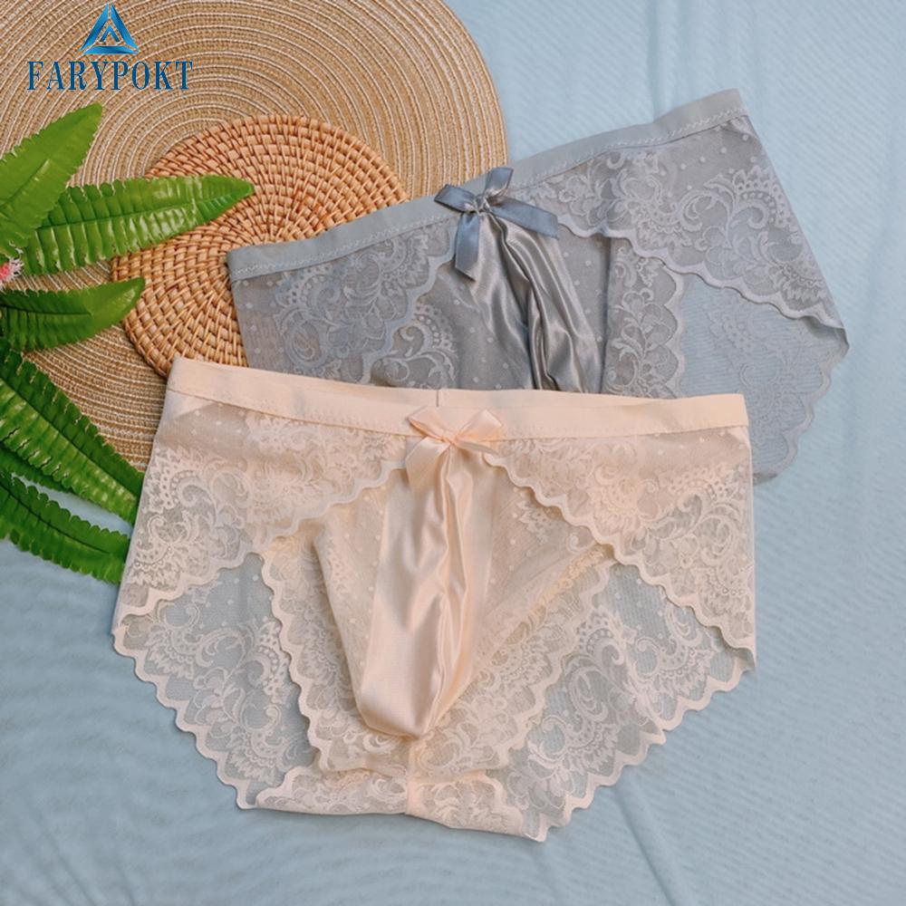 Quần Lót Lụa Phối Ren Màu Trơn Siêu Nhẹ Quyến Rũ Cho Nam