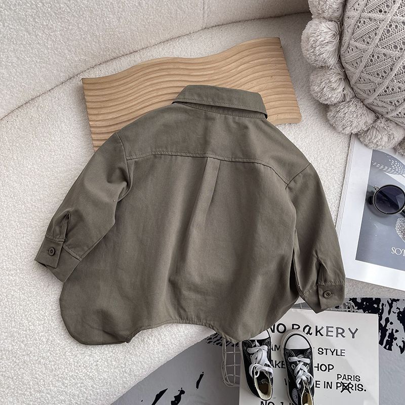 Áo Sơ Mi Tay Dài Cài Nút Phong Cách Hàn Quốc Thiết Kế Mới 2023 Cho Bé Trai