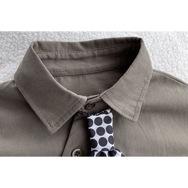 Áo Sơ Mi Tay Dài Cài Nút Phong Cách Hàn Quốc Thiết Kế Mới 2023 Cho Bé Trai