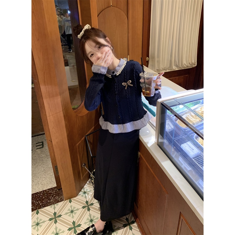 Áo Khoác cardigan Giả Hai Lớp Tay Dài Dáng Ôm Thời Trang Mùa Thu Cho Nữ