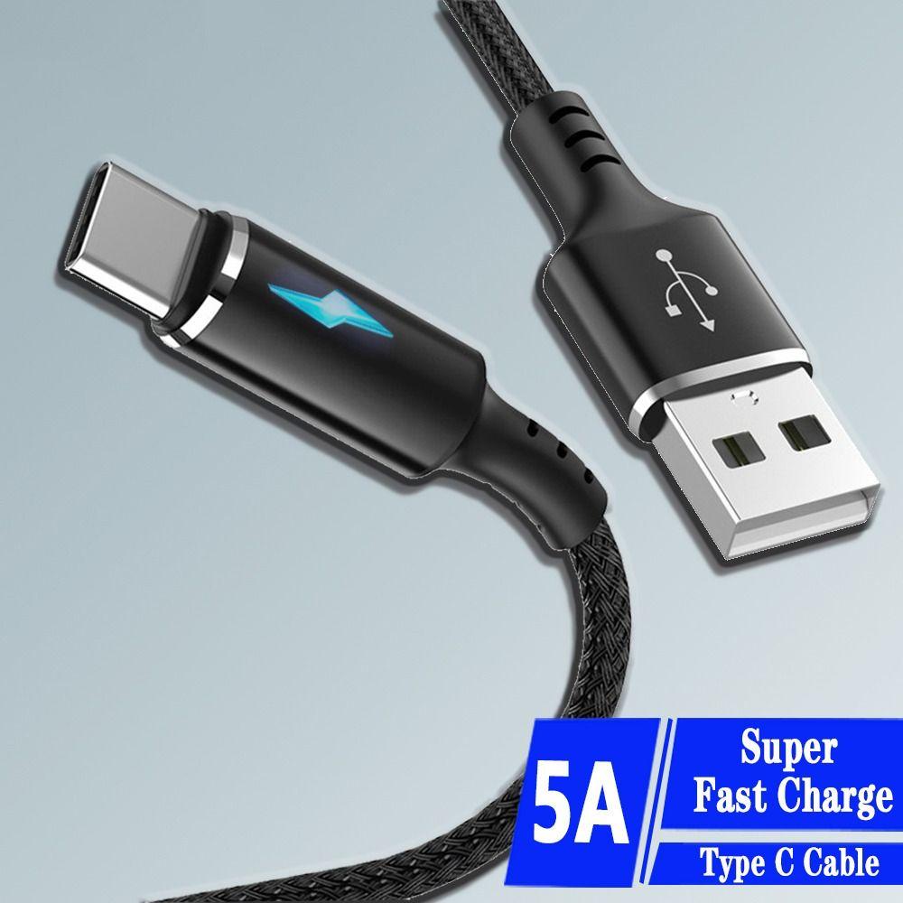 Dây Cáp usb Loại c 5a Có Đèn led 1.2 / 2m 2 Trong 1 Cho / huawei / poco