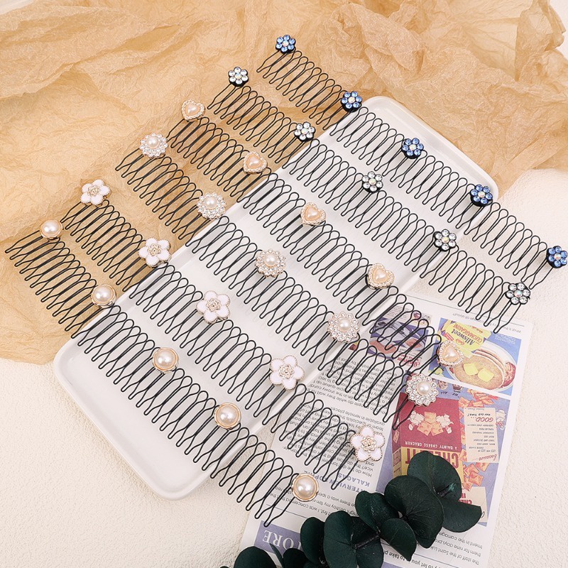 Lược Cài Tóc Dài Vô Hình Đính Đá Ngọc Trai Hình Bướm Xinh Xắn Cho Nữ