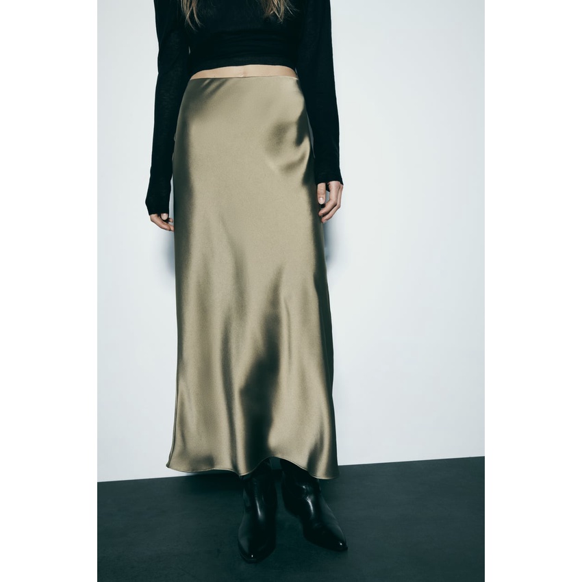 Zara Chân Váy Lụa Lưng Cao Thời Trang Mùa Thu Xinh Xắn 8632845