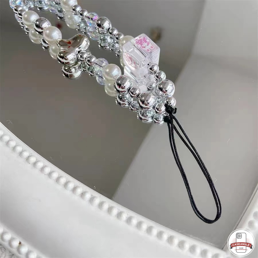 Thời Trang Dây Đeo Điện Thoại Hạt Ngọc Trai Trắng Trong Suốt Hình Thỏ Trái Tim vintage Chống Rơi Cho Nữ