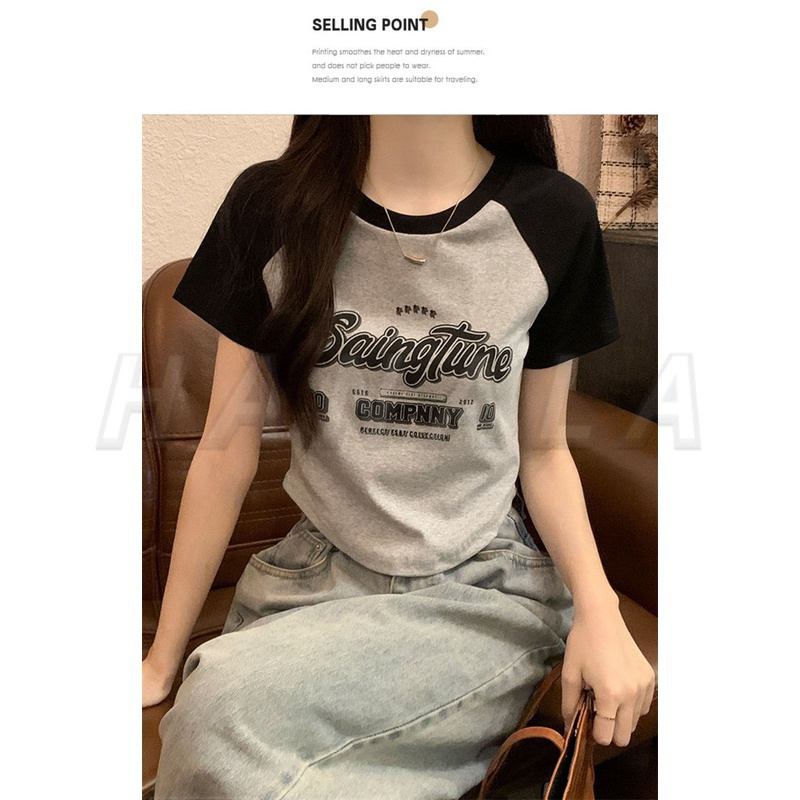 Áo Baby tee y2k  Áo sơ mi croptop Áo Thun Tay Ngắn In Họa Tiết Thời Trang Mùa Hè Cho Nữ