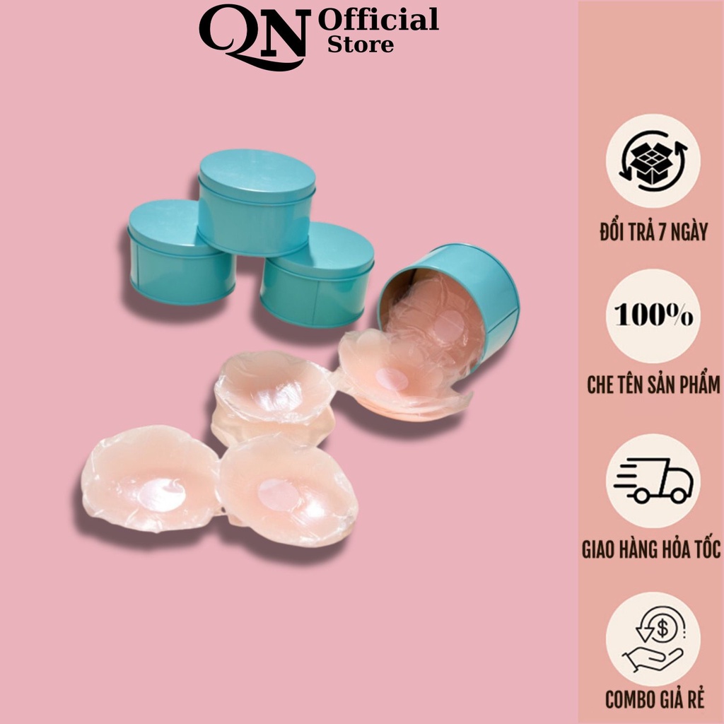 Hộp Xanh 5 Cặp Dán Nhũ Silicon Hình Hoa Màu Da Siêu Chắc Không Sợ Rơi CLOVER - 999X