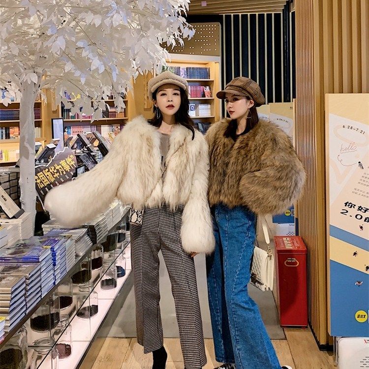Áo Khoác Lông Cáo Nhân Tạo Siêu Ngắn Phong Cách Mới Cho Nữ