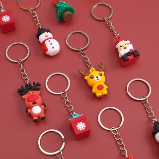 Móc khóa hình ông già noel / tuần lộc hoạt hình 3d bằng silicon dễ thương