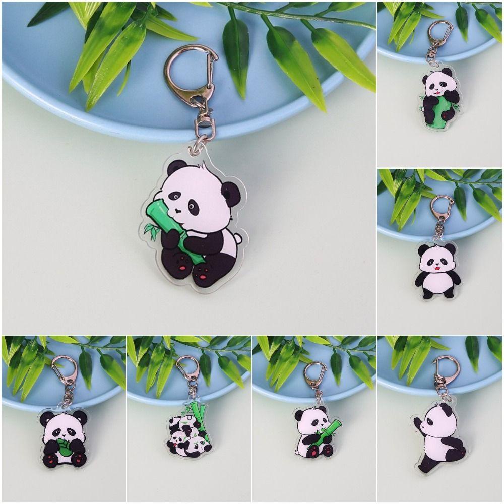 Lanfy Móc Chìa Khóa acrylic Hình Gấu Trúc Hoạt Hình Vui Nhộn diy