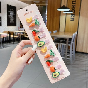 Set 10 Kẹp Tóc Hình Hoa /Trái Cây Xinh Xắn Cho Bé Gái