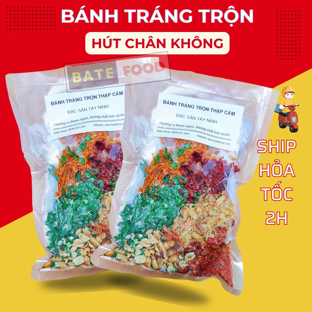 Set Bánh Tráng Trộn Thập Cẩm Topping Đầy Đủ - Khô Bò, Khô Gà, Ruốc Tép, Nước Sốt Bate Food, Hút Chân Không, Tiện Lợi