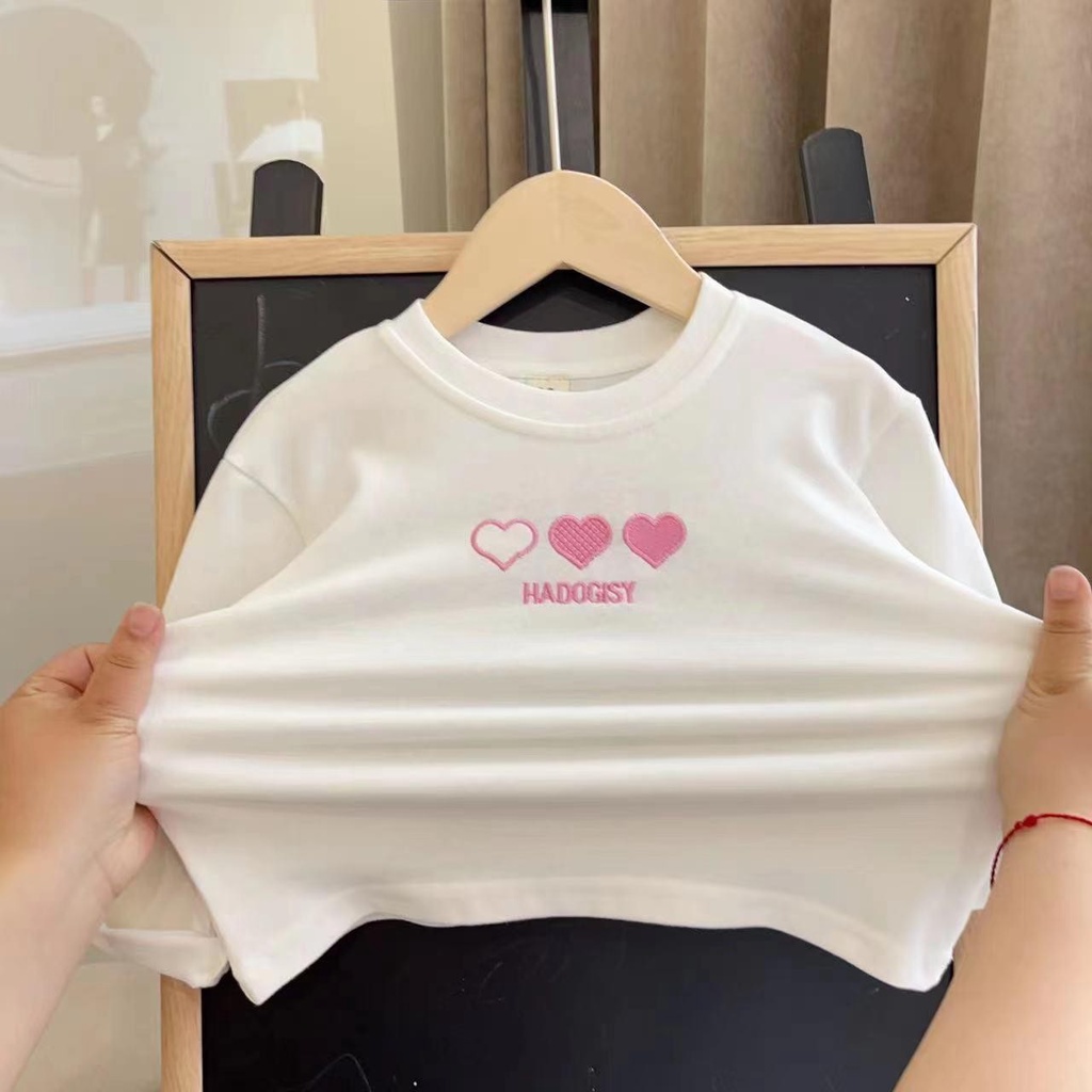 Áo Sơ Mi Tay Dài Dáng Rộng Thêu Ren Màu Trơn Phong Cách Hàn Quốc Thời Trang Xuân Thu Cho Bé Gái