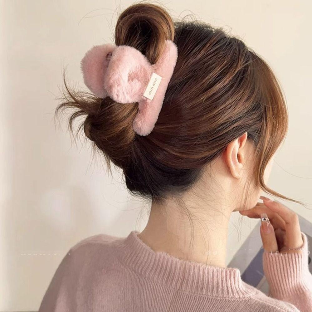 Shanhai Kẹp Tóc Đuôi Ngựa Bằng Lông Nhung In Chữ Kích Thước Giữa Thời Trang Mùa Đông