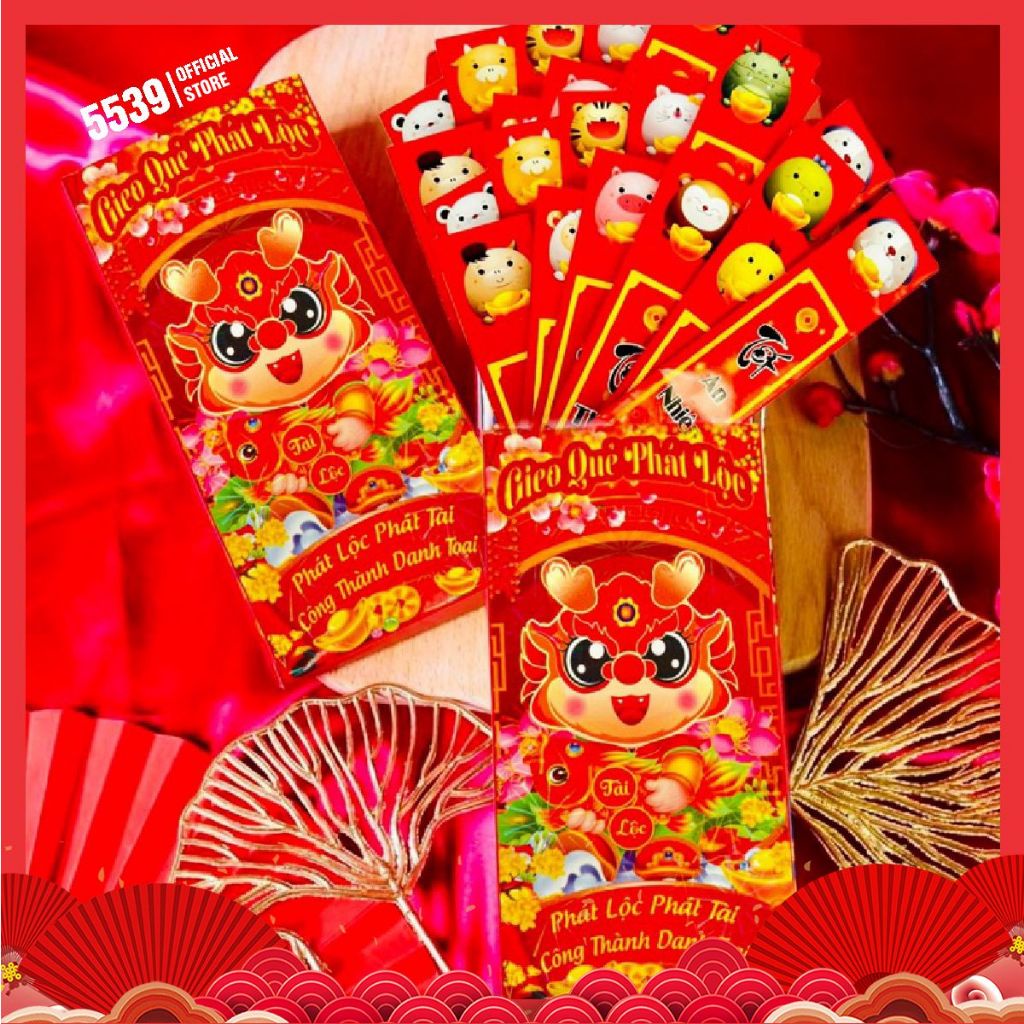 Lì xì gieo quẻ ⚡️ Giá sỉ ⚡️ hộp lì xì gieo quẻ 12 con giáp tết 2024 giá sỉ đẹp độc lạ có phản quang