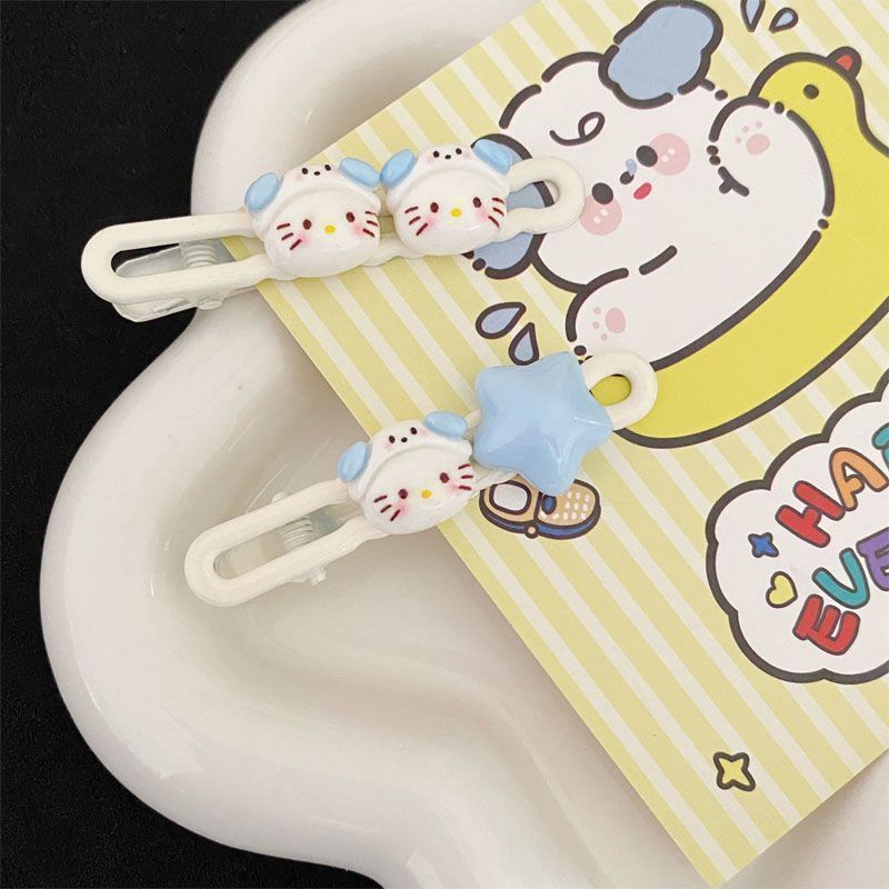Dễ thương Kitty Hairpin Liu Hairpin Ngôi sao Phụ kiện tóc Mũ hoạt hình Clip tóc