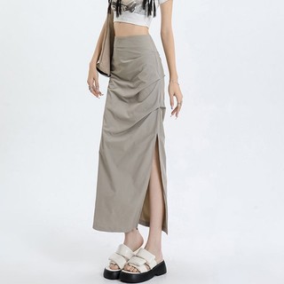 Milyfashion Quần Áo Váy Nữ Mùa Hè 2023 Phong Cách Mới Slim-fit Ôm Hơn Nhìn Chia Cô Gái Nóng Xếp Ly Váy Cao Cấp Hông Gói Váy Dài
