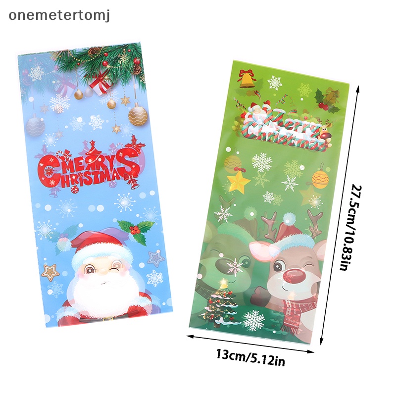 Onemetertomj Set 50 Túi Nhựa Đựng Bánh Kẹo Quà Giáng Sinh