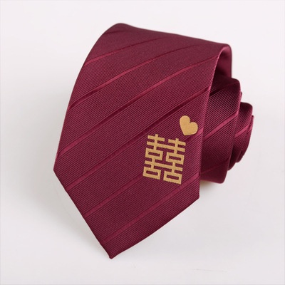Cà Vạt Thêu Họa Tiết Màu Đỏ Rượu Vang 8cm Thời Trang Cho Chú Rể