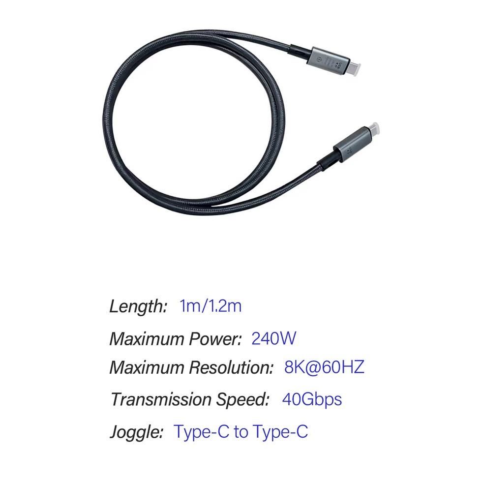 Cáp Sạc usb 4.0 8k 60hz 40gbps 240w type c 3 4 video usbc Cho macbook ipad samsung xiaomi pd