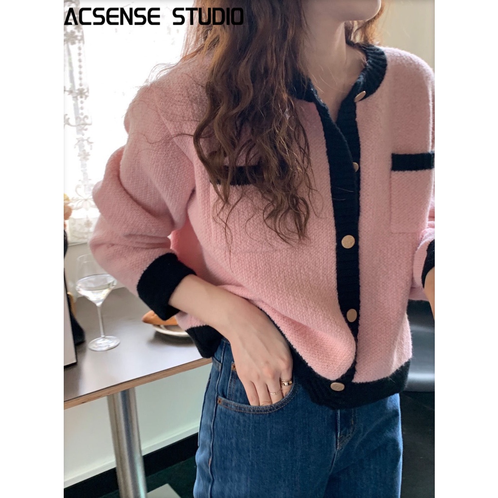 ACSENSE STUDIO Áo Len áo khoác cardigan Popular Dễ thương Cổ điển Stylish A91KAPG 41Z231009