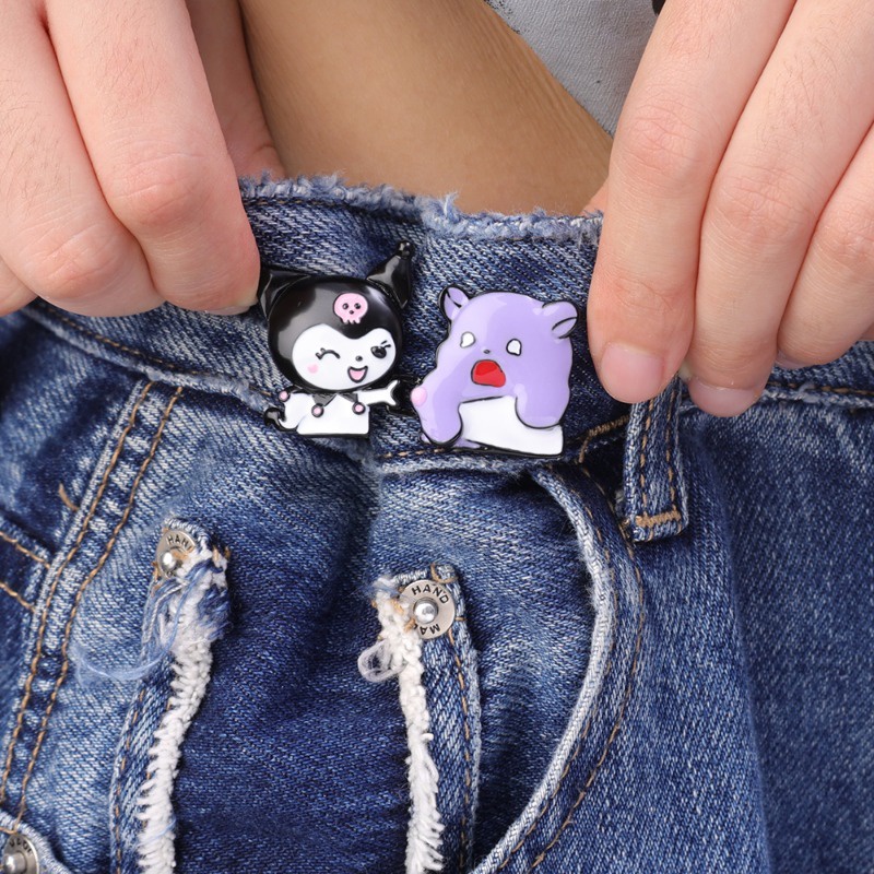 Nút Kim Loại Hình Gấu Hoạt Hình Dễ Thương Có Thể Tái Sử Dụng Gắn Lên Quần Jean Giảm Áp Lực