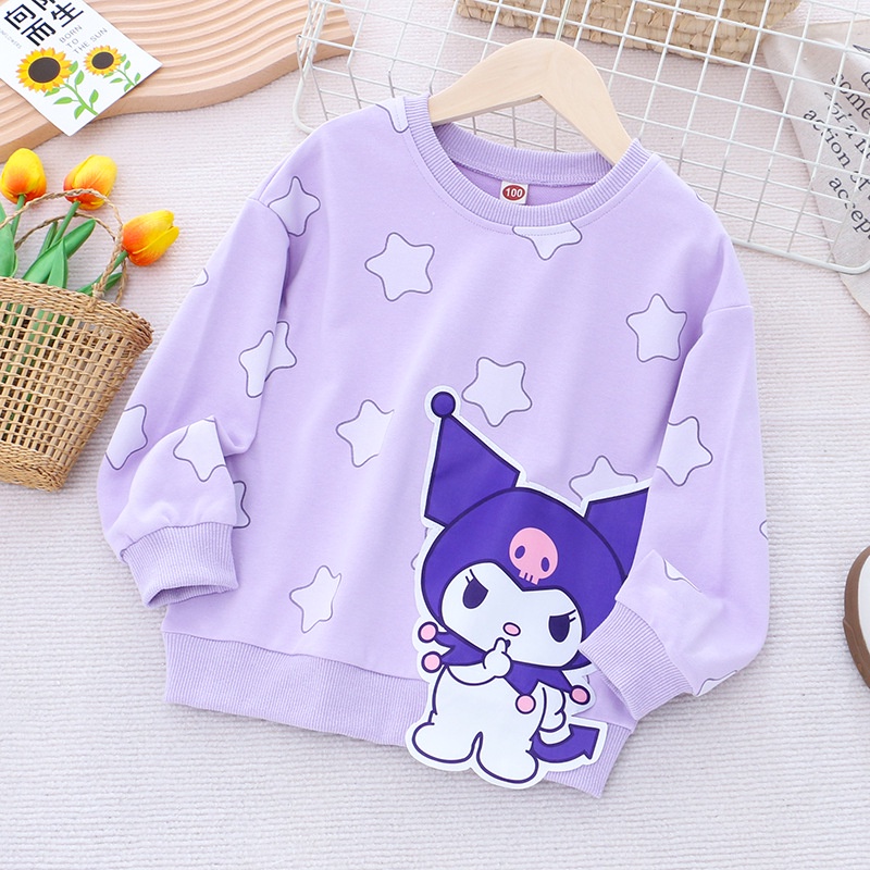 Áo Thun cotton Cổ Tròn Tay Dài In Hình Chú Chó Dễ Thương Thời Trang Mùa Thu 2023 Cho Bé Gái 1-8 Tuổi